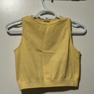 C’est Moi Bamboo Yellow High Neck Ribbed Tank Top
